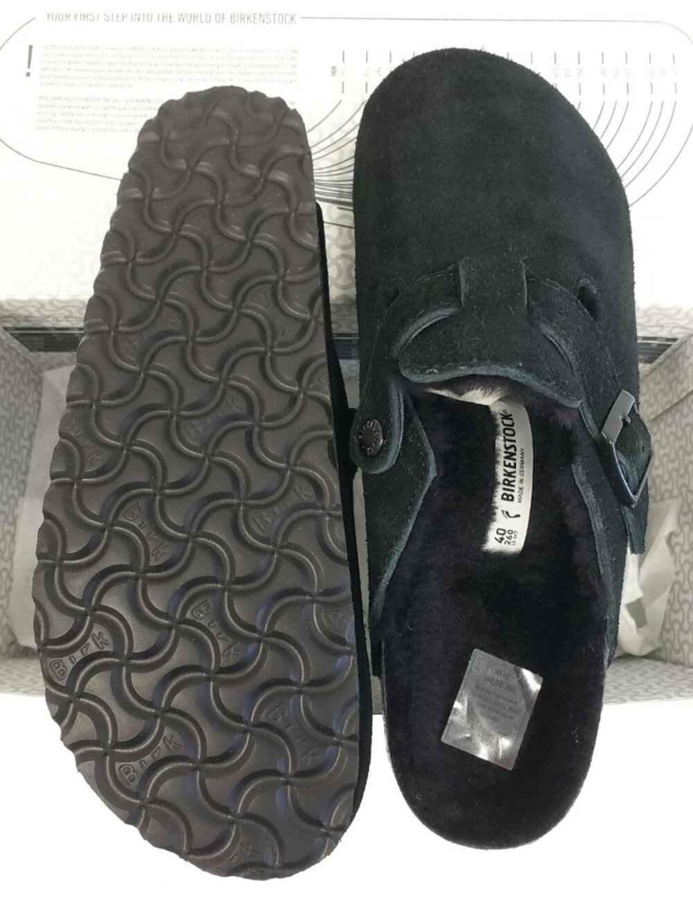 Birkenstock Boston Womens Suede Shearling Clogs Mules Black Size 40, US 9 Narrow - Picture 4 of 5